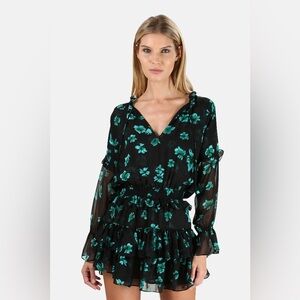 Misa black emerald green floral Lolita mini dress